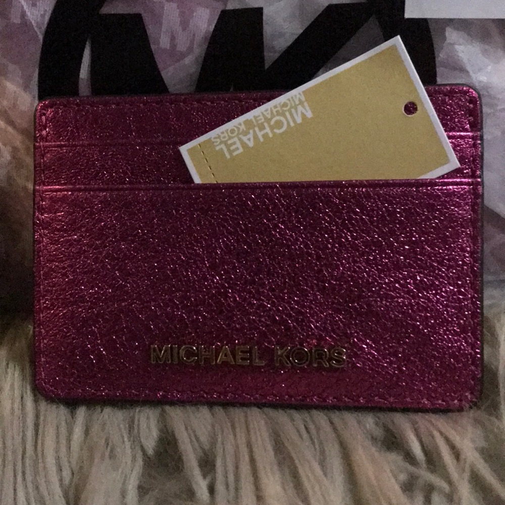 2 MK POUCHES & 1card holder Ulta Pink $240 BNWT - Picture 2 of 8